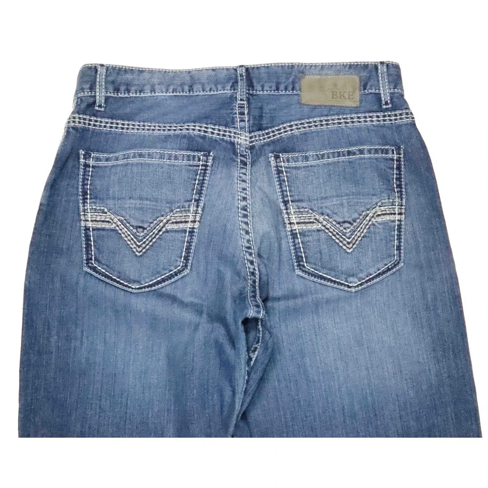 BKE Seth Blue Straight Leg Denim Wiskered Classic Jeans‎ Mens Size 33x31